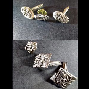 Two Full Sets Cufflinks and Tie Pins MCM Danish Artist Rendered Twig Design